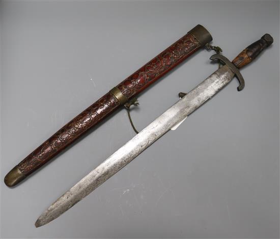 A Chinese sword and scabbard length 66cm